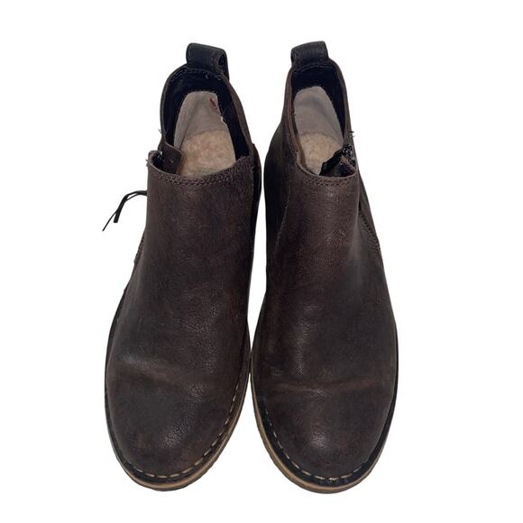 UGG Brown leather clementine Ankle Boots minimalist size 6.5 women - Picture 2 of 10